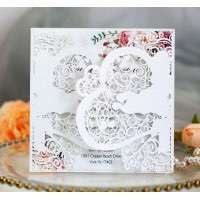 White Square Invitation Card Laser Marriage Card Wholesale 